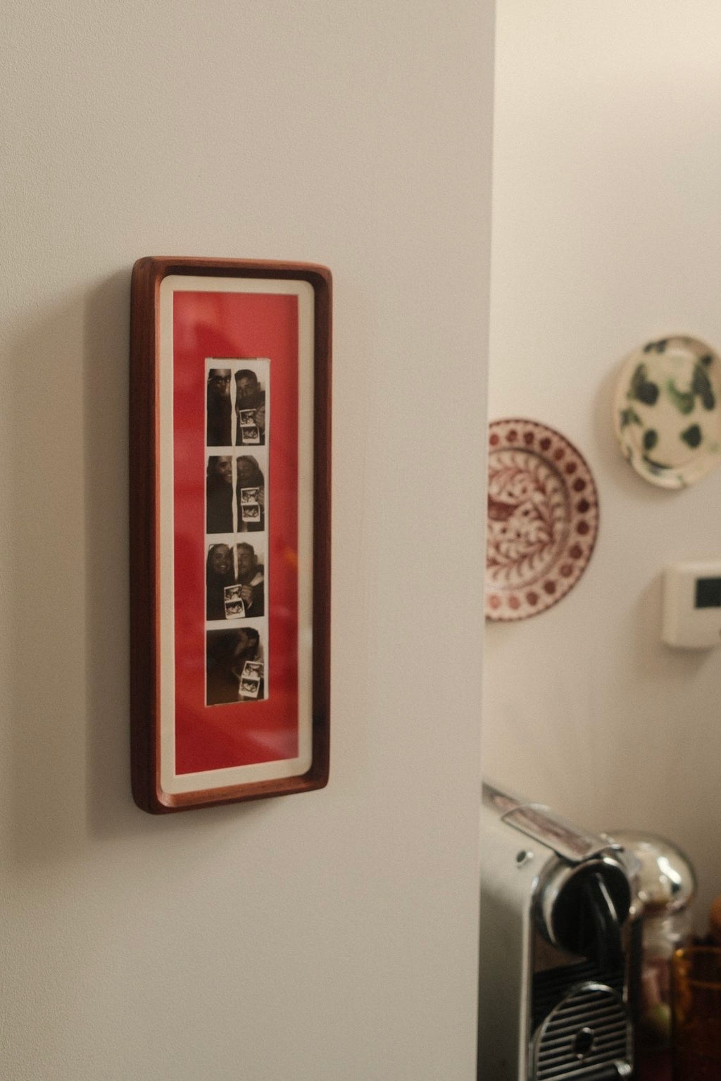 Bevelled Walnut Photobooth Frame - Red mount