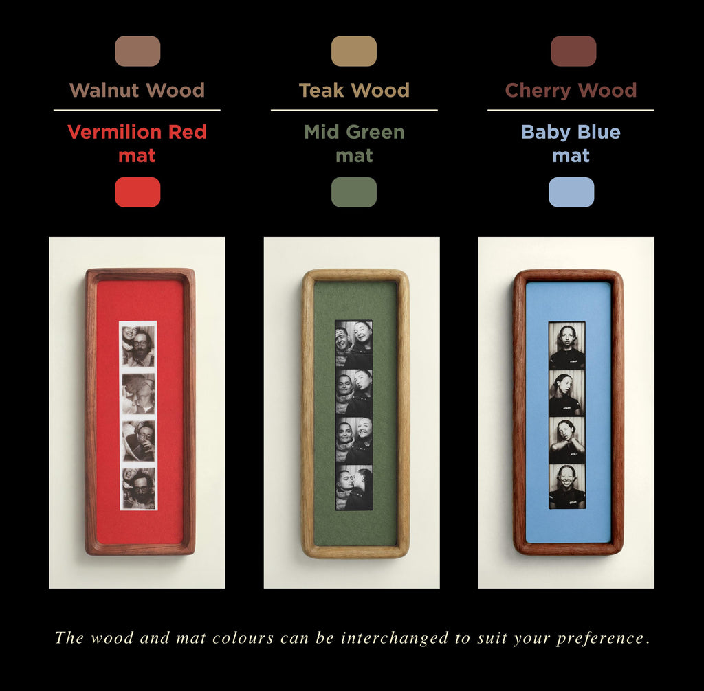 Mounted Photobooth Frame for Photo Strip Prints - Solid Wood