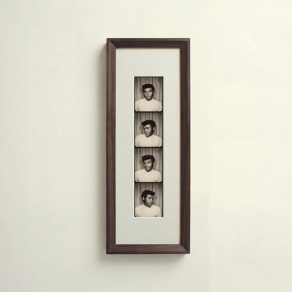 Chamfered Dark Walnut Photobooth Frame - White Mount