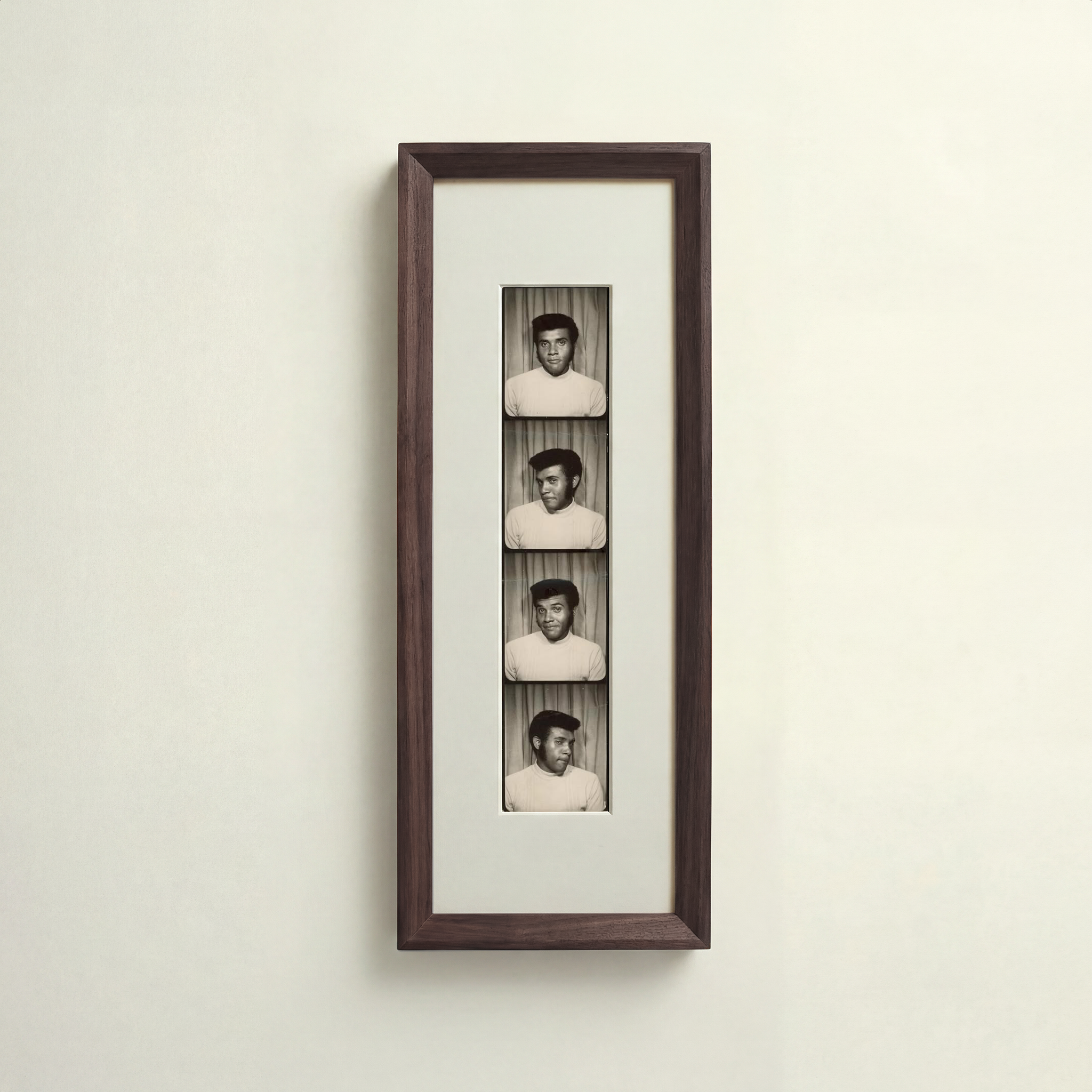 Chamfered Dark Walnut Photobooth Frame - White Mount