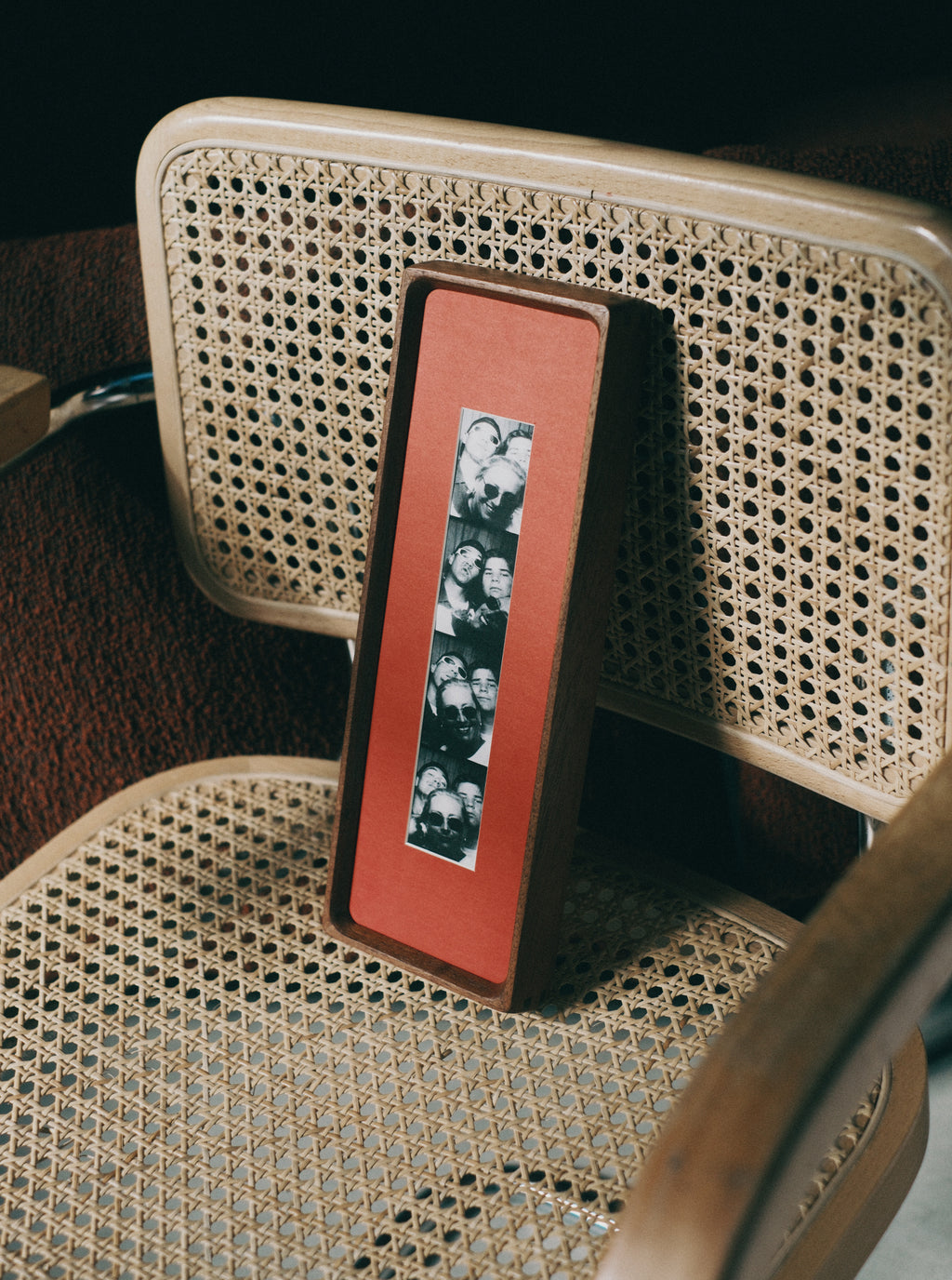 Bevelled Walnut Photobooth Frame - Red mount