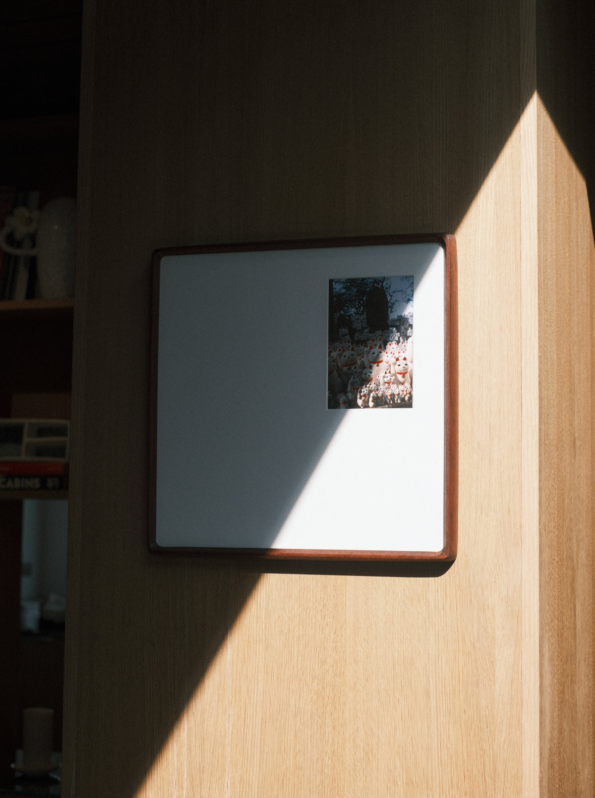 Bevelled Walnut Frame 35 x 35 cm - White Offset Mount