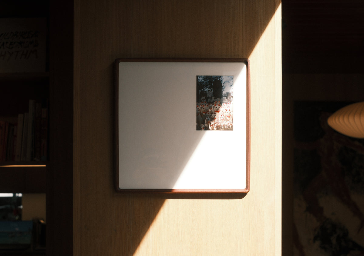 Bevelled Walnut Frame 35 x 35 cm - White Offset Mount