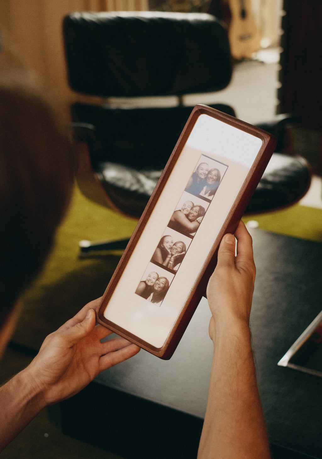 Bevelled Walnut Photobooth Frame - White Mount