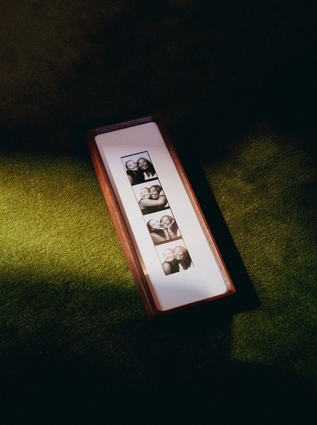 Bevelled Walnut Photobooth Frame - White Mount