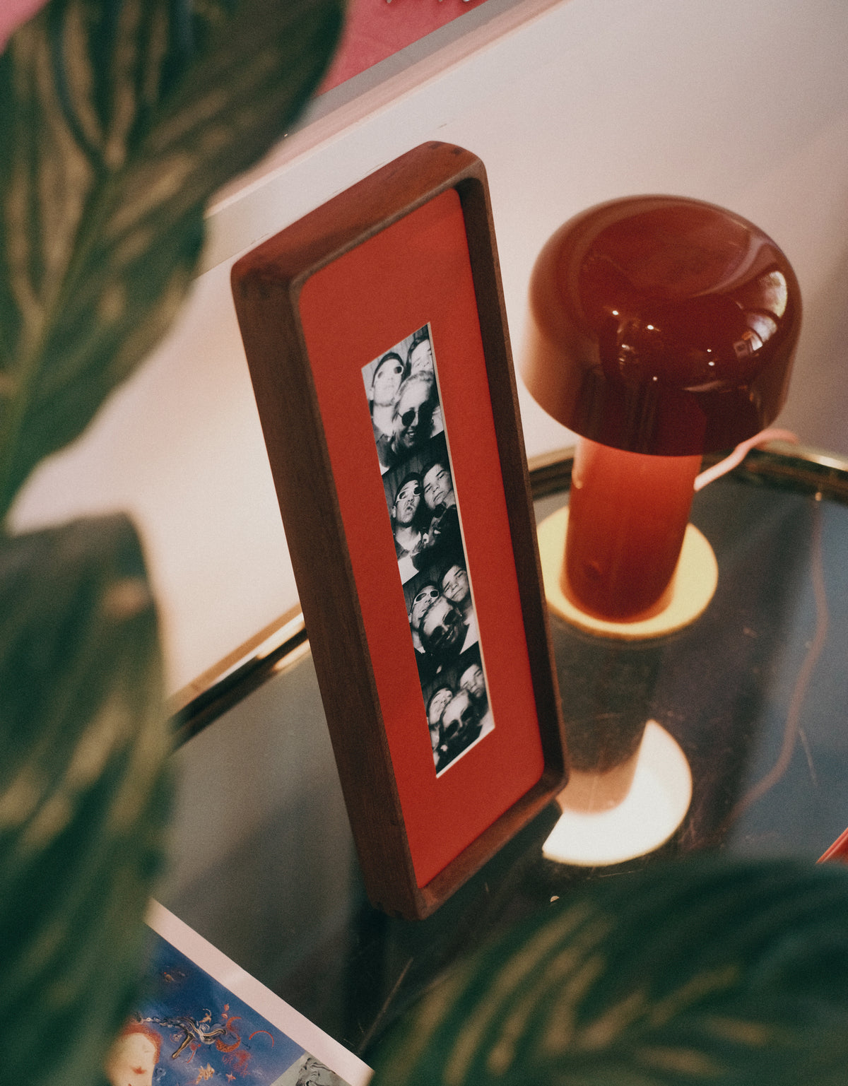 Bevelled Walnut Photobooth Frame - Red mount