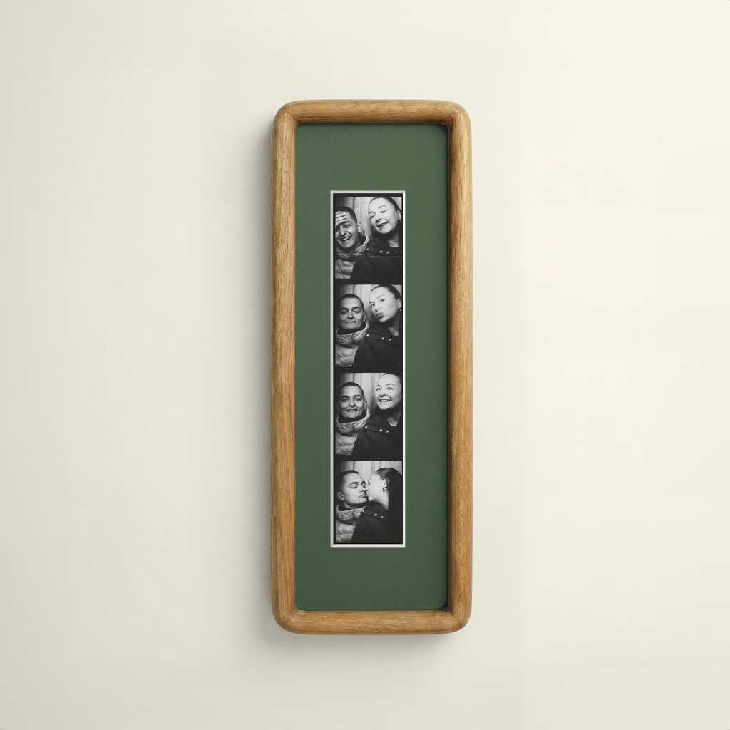 Rounded Teak Photobooth Frame - Green mount