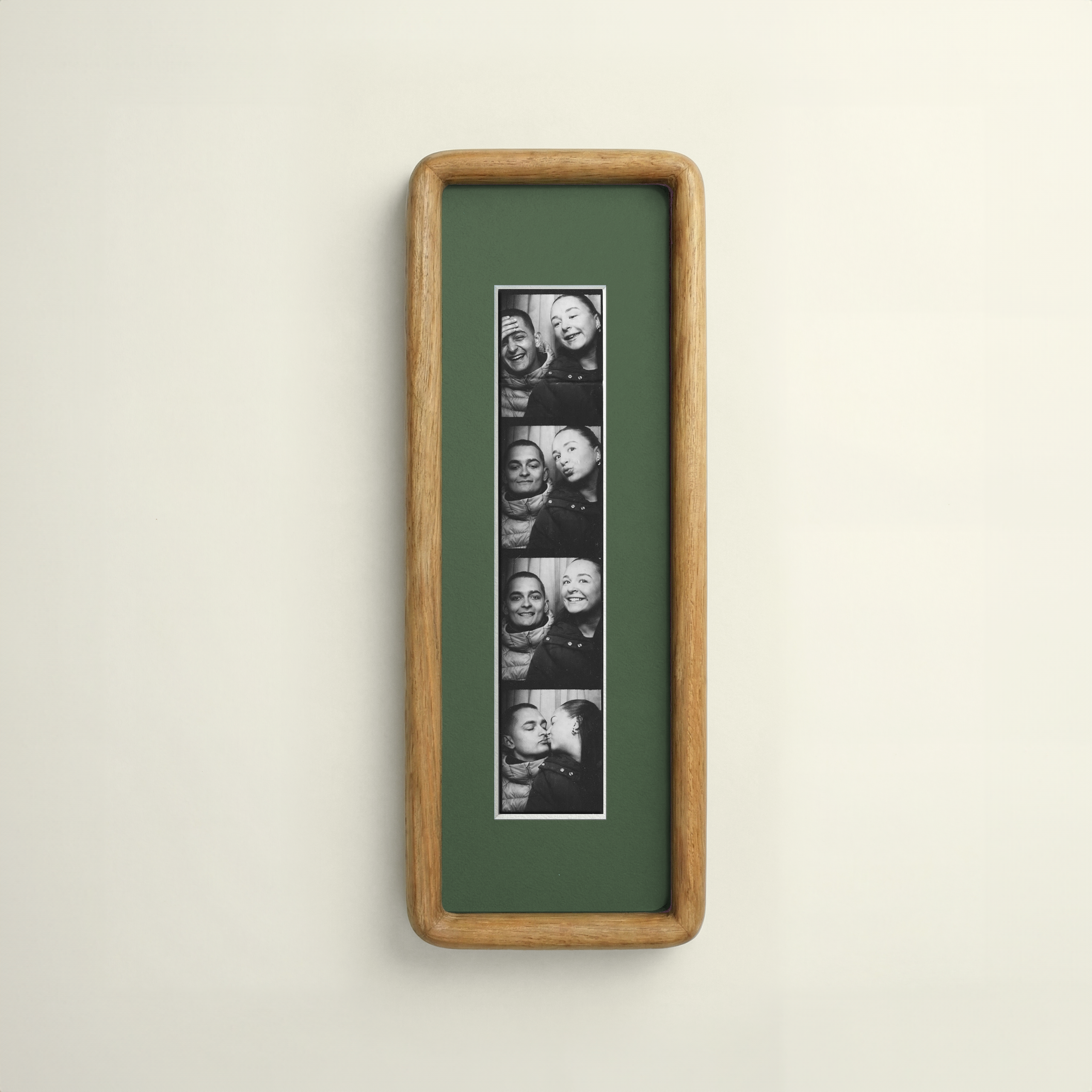 Rounded Teak Photobooth Frame - Green mount