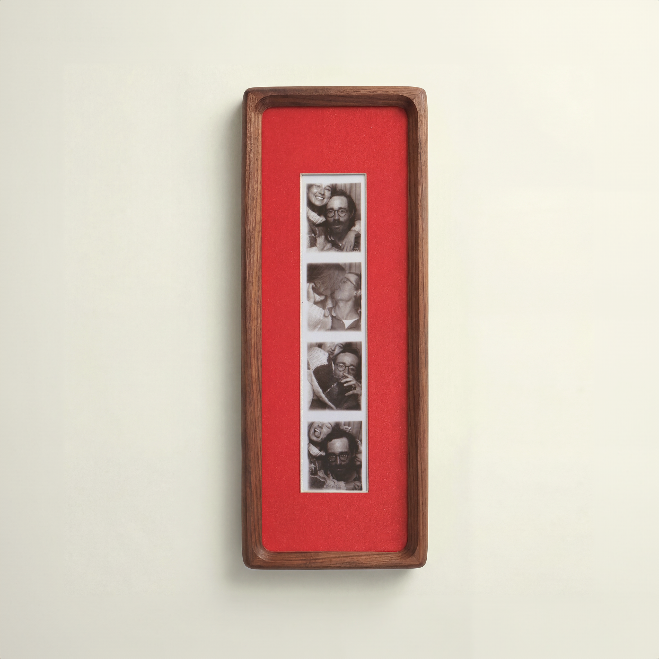 Bevelled Walnut Photobooth Frame - Red mount