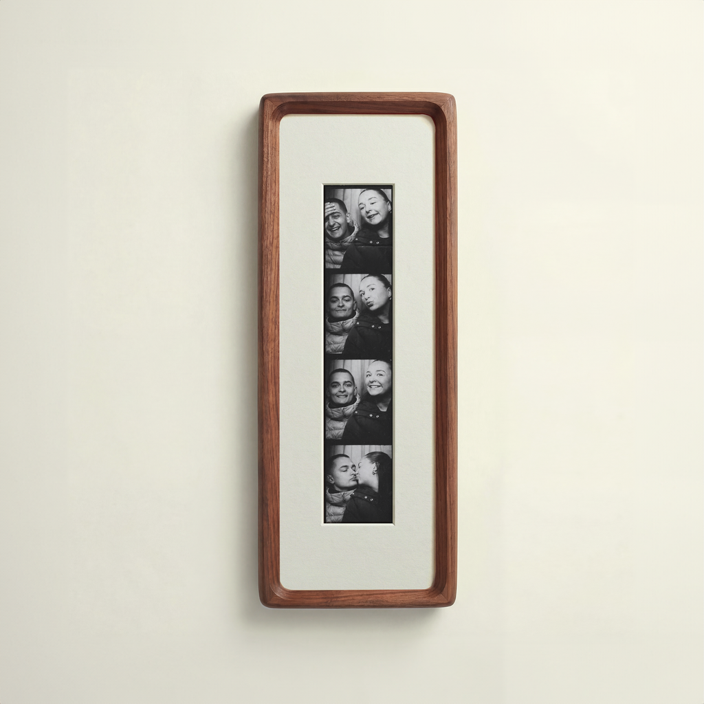 Bevelled Walnut Photobooth Frame - White Mount