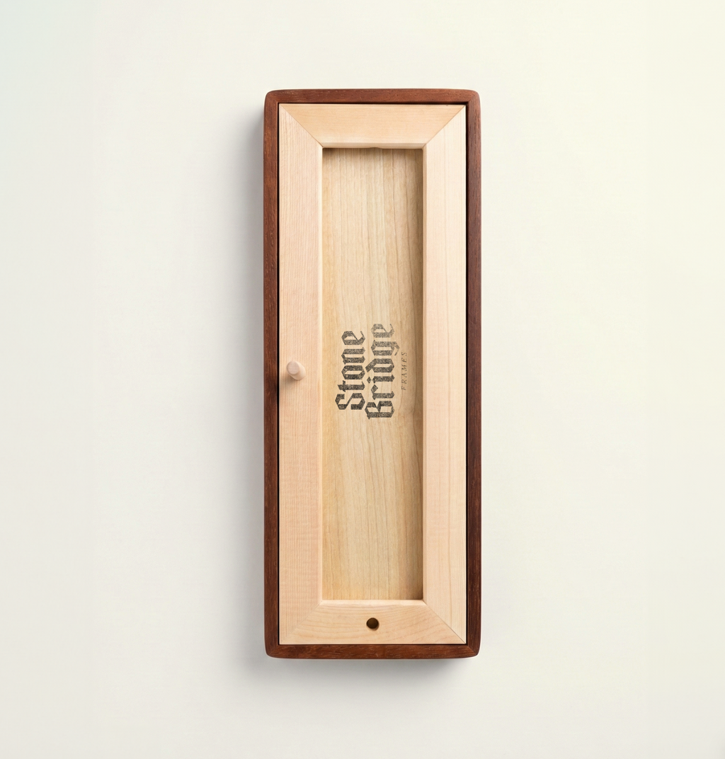 Rounded Teak Photobooth Frame - Green mount