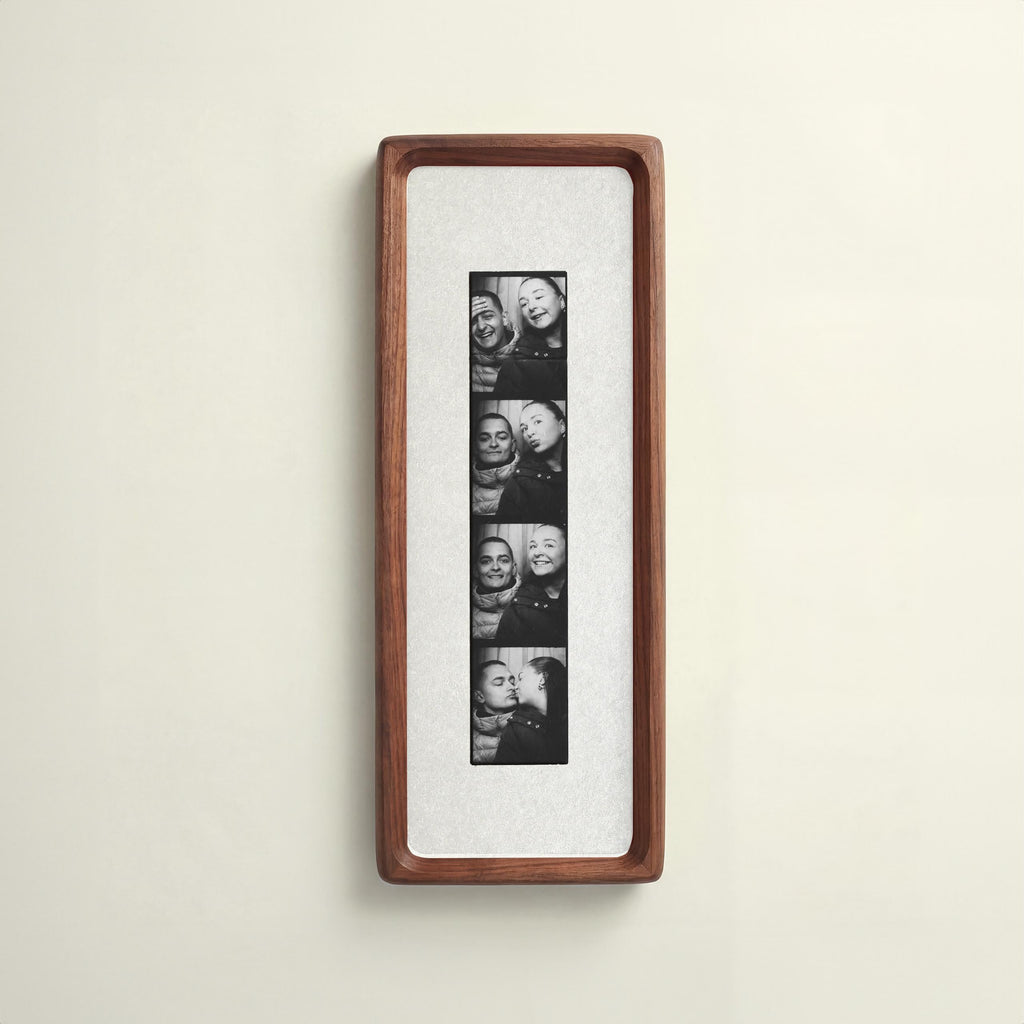 Mounted Photobooth Frame for Photo Strip Prints - Solid Wood