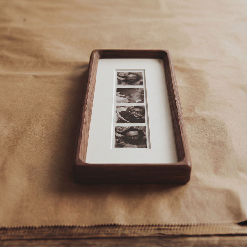 Bevelled Walnut Photobooth Frame - White Mount