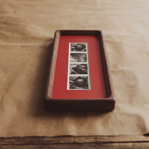 Bevelled Walnut Photobooth Frame - Red mount
