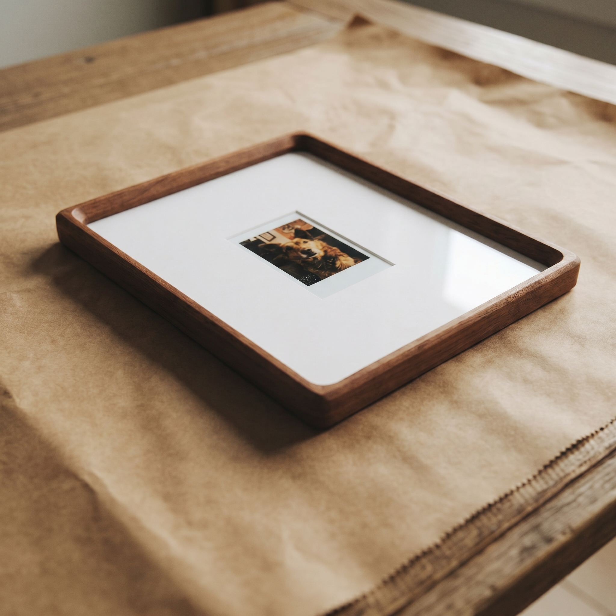 Bevelled Walnut Polaroid Frame - Instax Mini