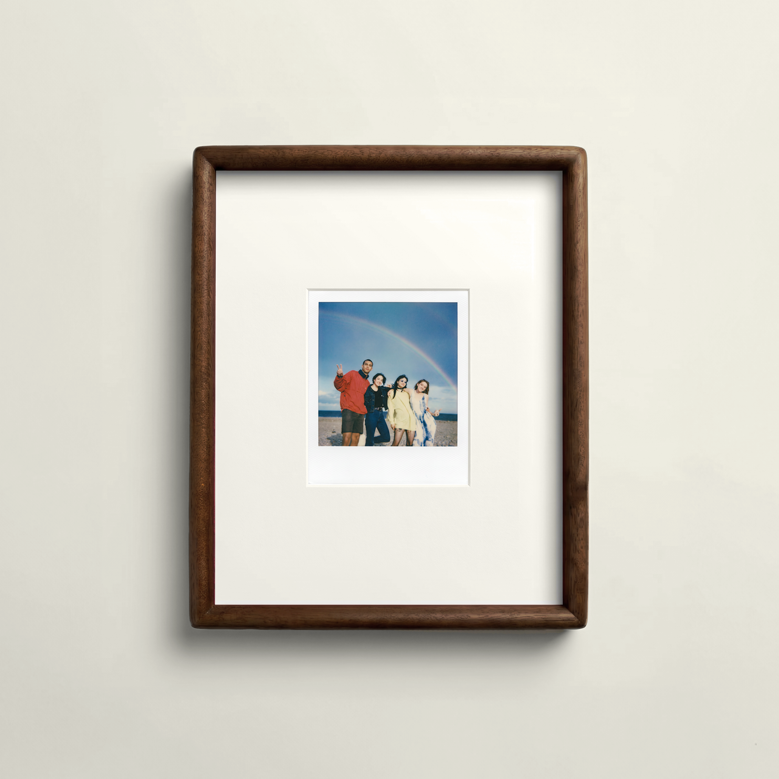 Rounded Dark Walnut Polaroid Frame - Polaroid Square