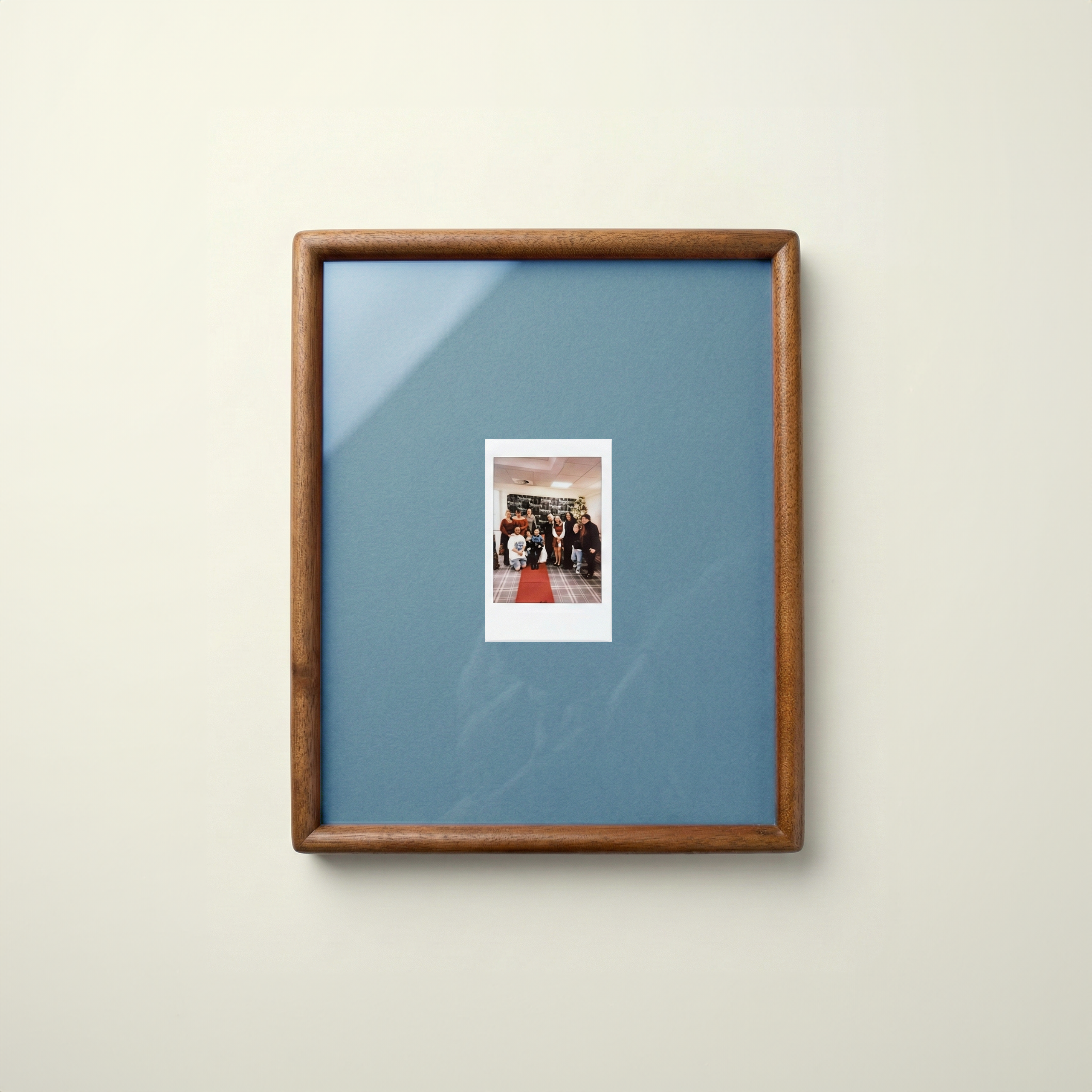 Solid Walnut Polaroid Frame: With Colored Mount for Instant Photos