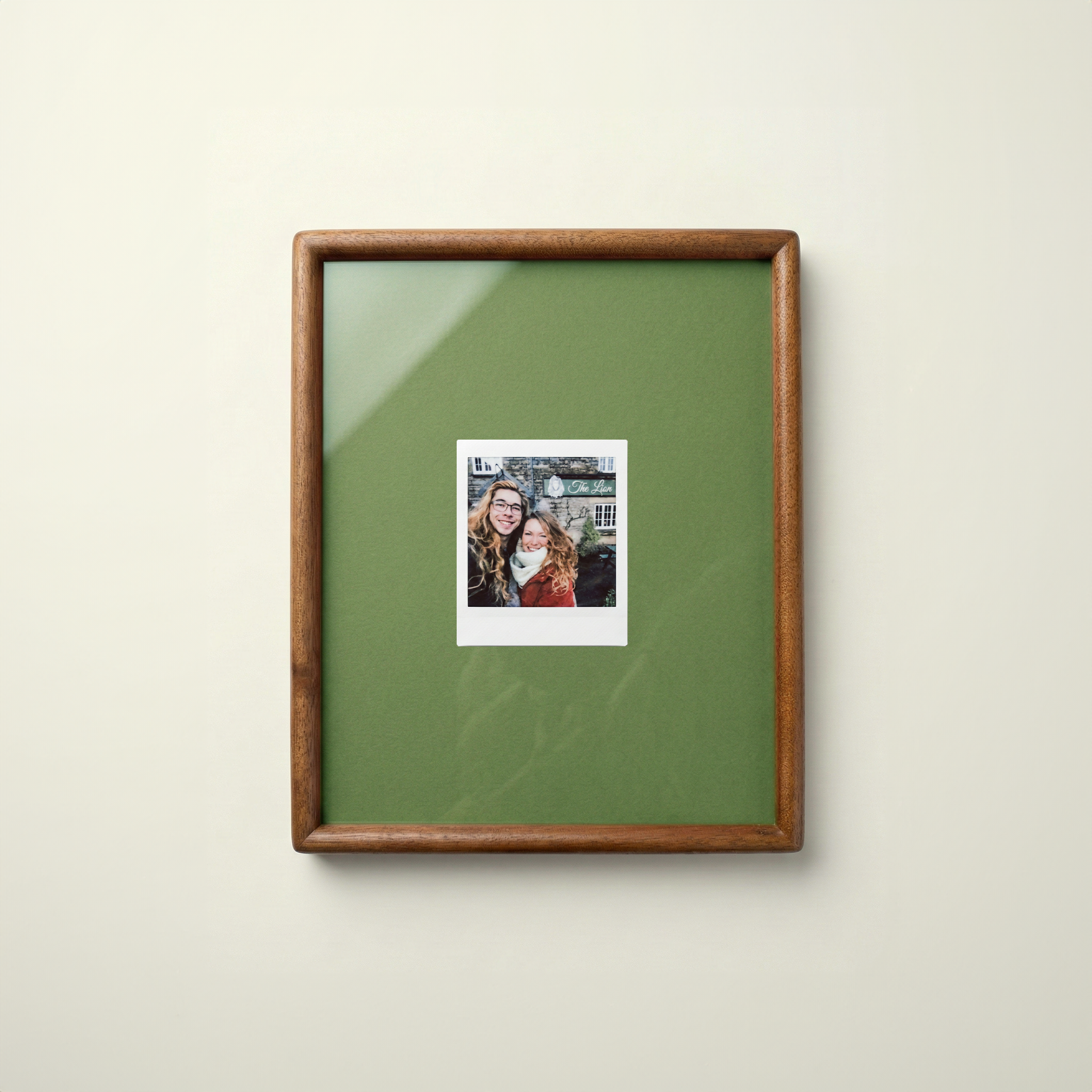 Solid Walnut Polaroid Frame: With Colored Mount for Instant Photos